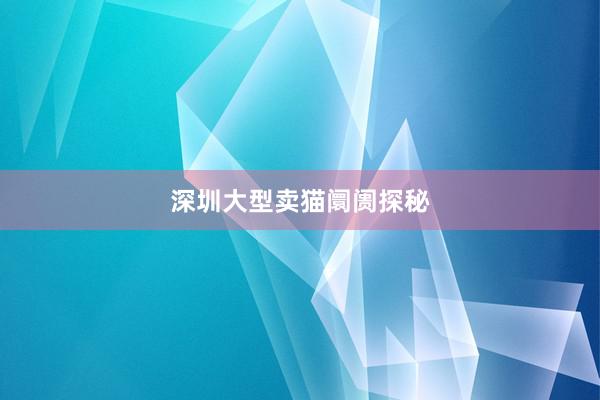 深圳大型卖猫阛阓探秘
